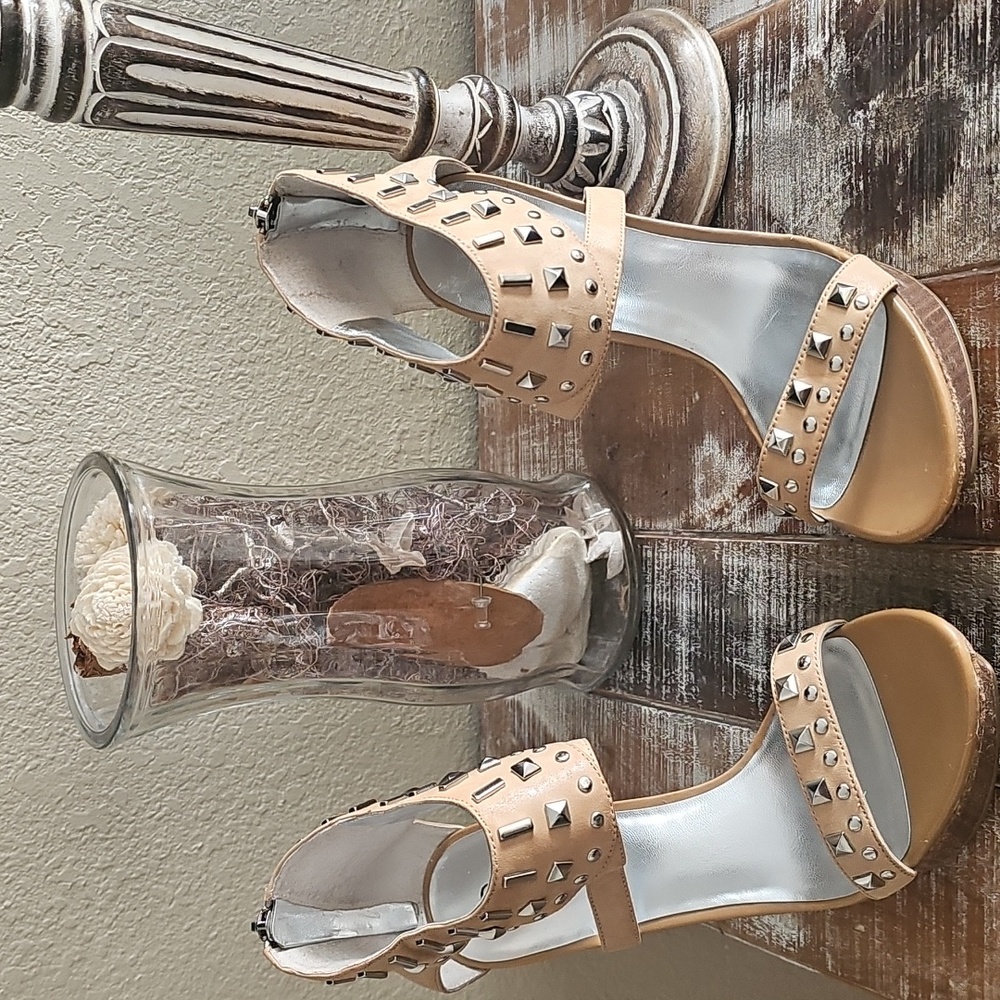 GUESS Beige Studded Heels
